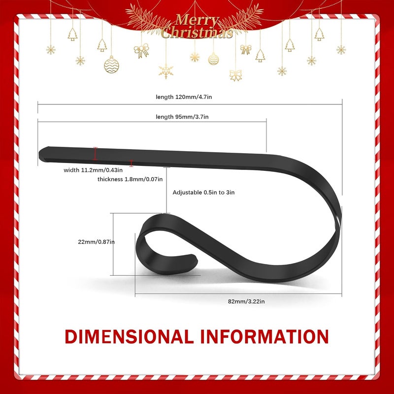 Doitory Christmas Stocking Holder Hanger,6 Pack Adjustable Stocking Holders for Mantle and Fireplace Metal Decoration for Xmas Holiday Party - Image 2